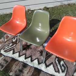Set 3 Howell Commercial Fiberglass Shell Chairs Mid Century Modern Vintage Eames