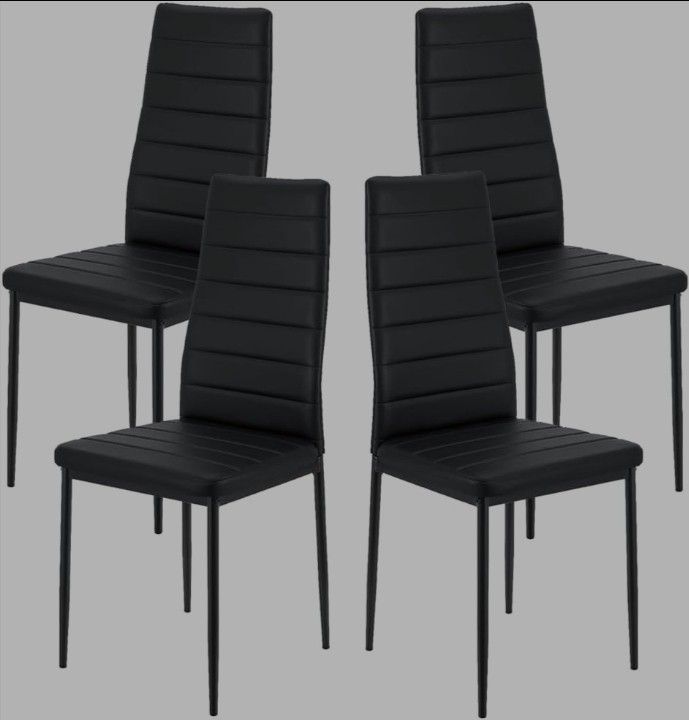 4 Modern Dining Chairs, Black
