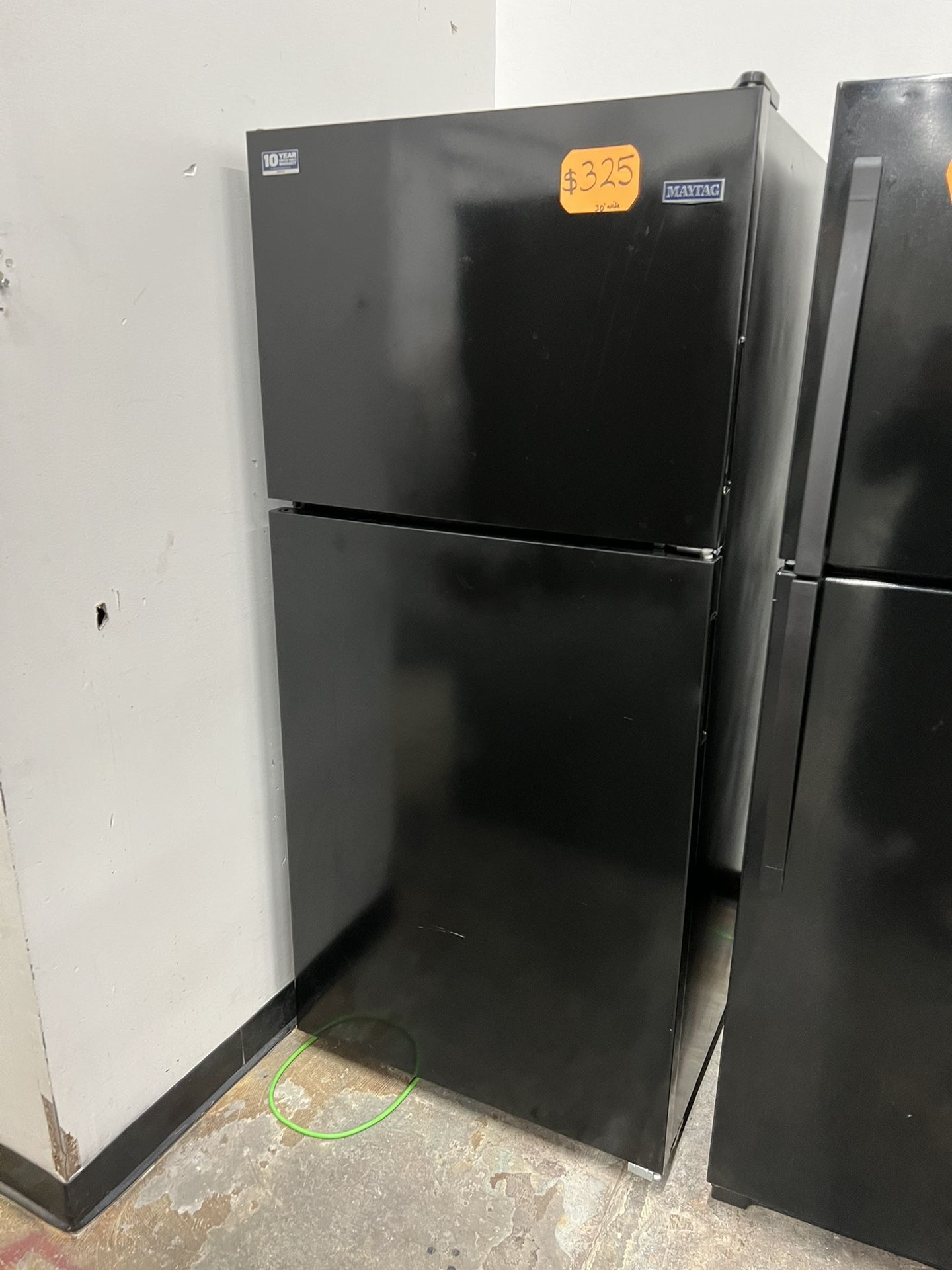 Maytag 30”wide Top And Bottom Black Refrigerator In Excellent Condition 