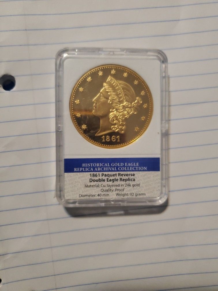 1861 Paquet Historical Gold Eagle Replica Layered In 24k Gold