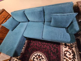 Jonathan Louis NFM Teal Blue Fabric Sectional Sofa