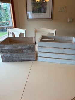 2 Large Wood Crate Boxes