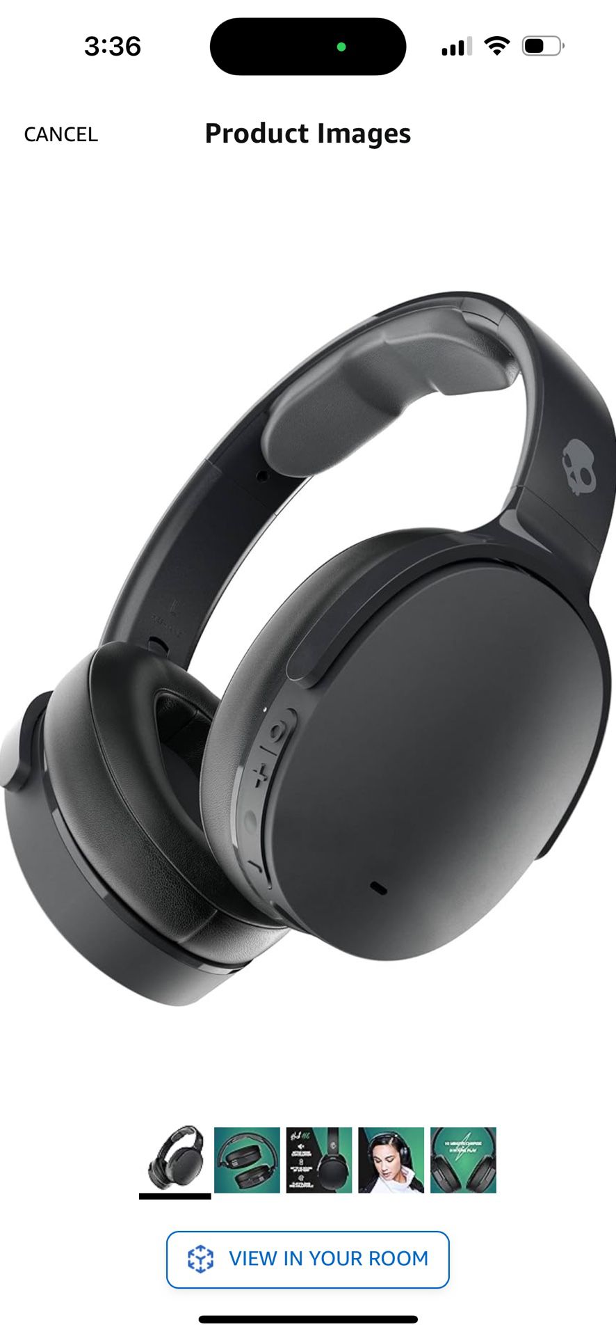 Skullcandy Hesh ANC Over-Ear Noise Cancelling Wireless Headphones, 22 Hr Battery, Microphone, Works with iPhone Android and Bluetooth Devices - True B