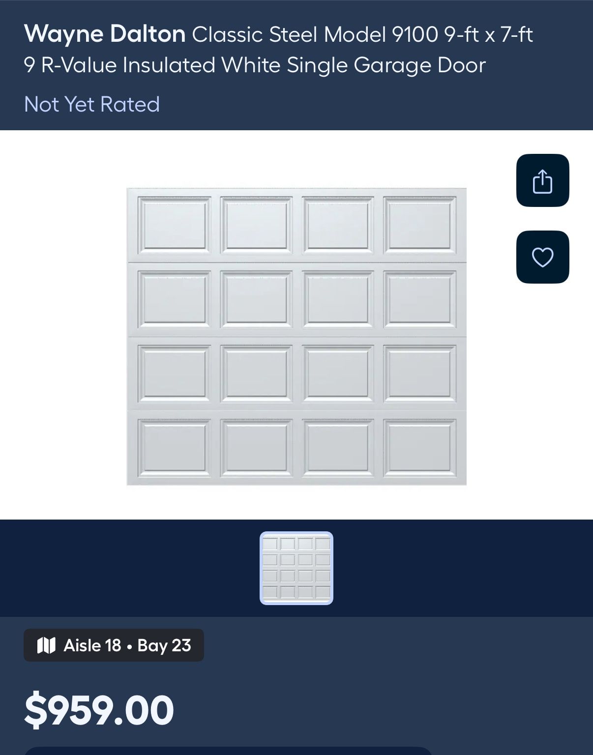 Wayne Dalton Classic Steel Model 9100 9-ft x 7-ft 9 R-Value Insulated White Single Garage Door
