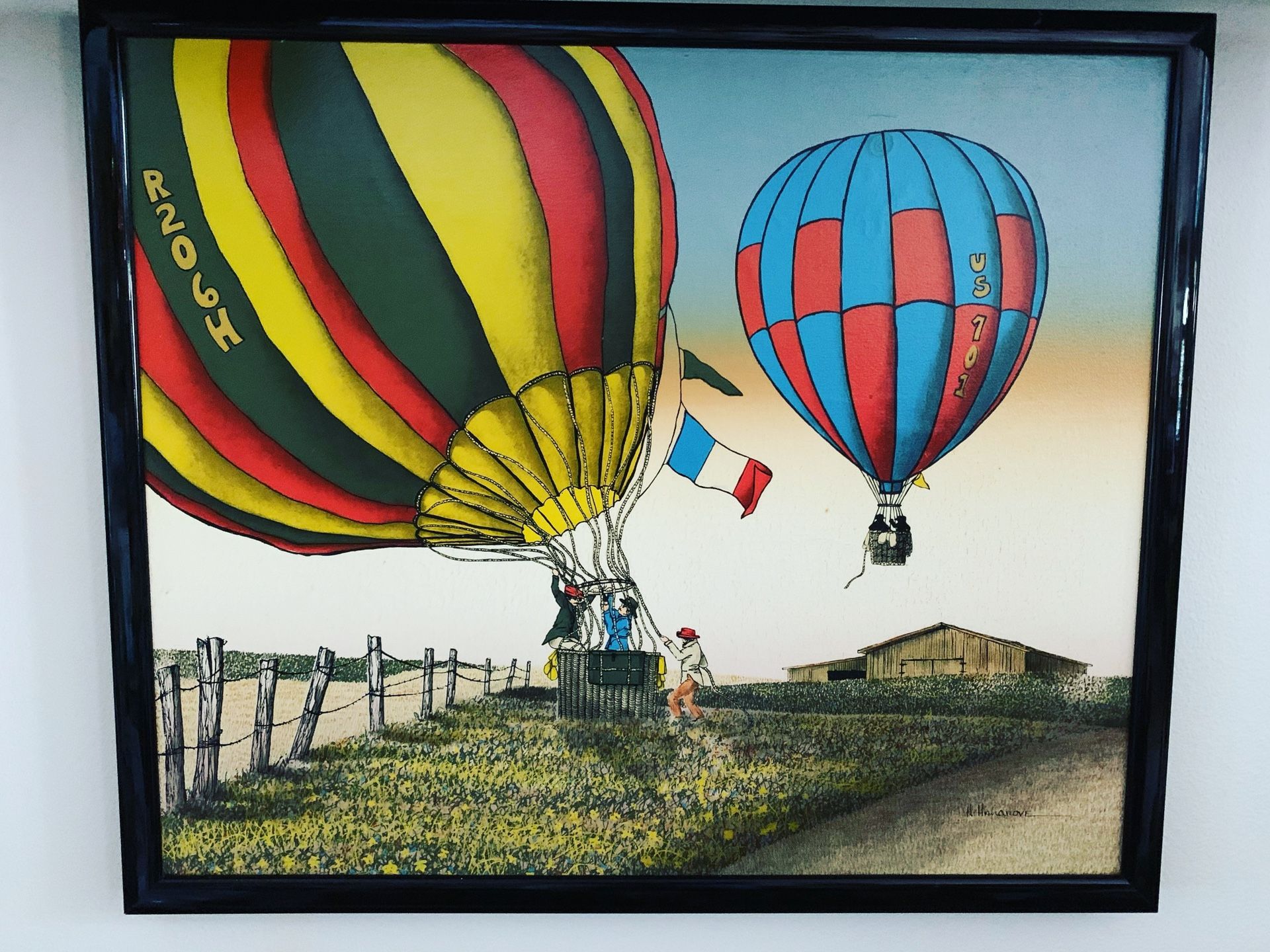 H Hananove Hot Air Balloon framed art