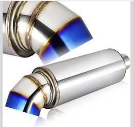 4" Cutter Knife Style Burnt Tip Stainless Weld-On Exhaust Muffler 2.5" Inlet