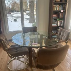 Glass Table And 4 Chairs Set
