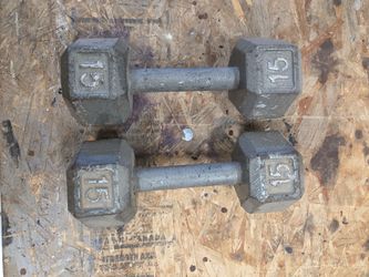 15lbs Hex dumbbells.
