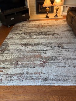 Large Abstract Area Rug with Fringe