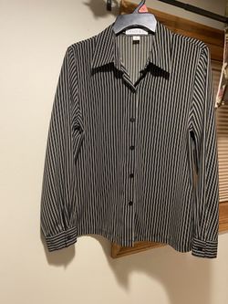 Black/Tan Stripe Size 10 Blouse