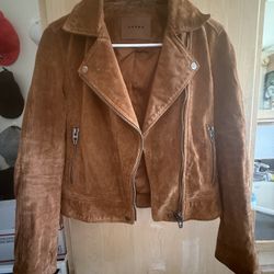 BLANK NYC Brown cropped suede Biker jacket