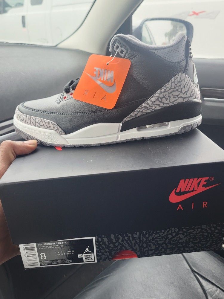Jordan 3 Black Cement Sz 8