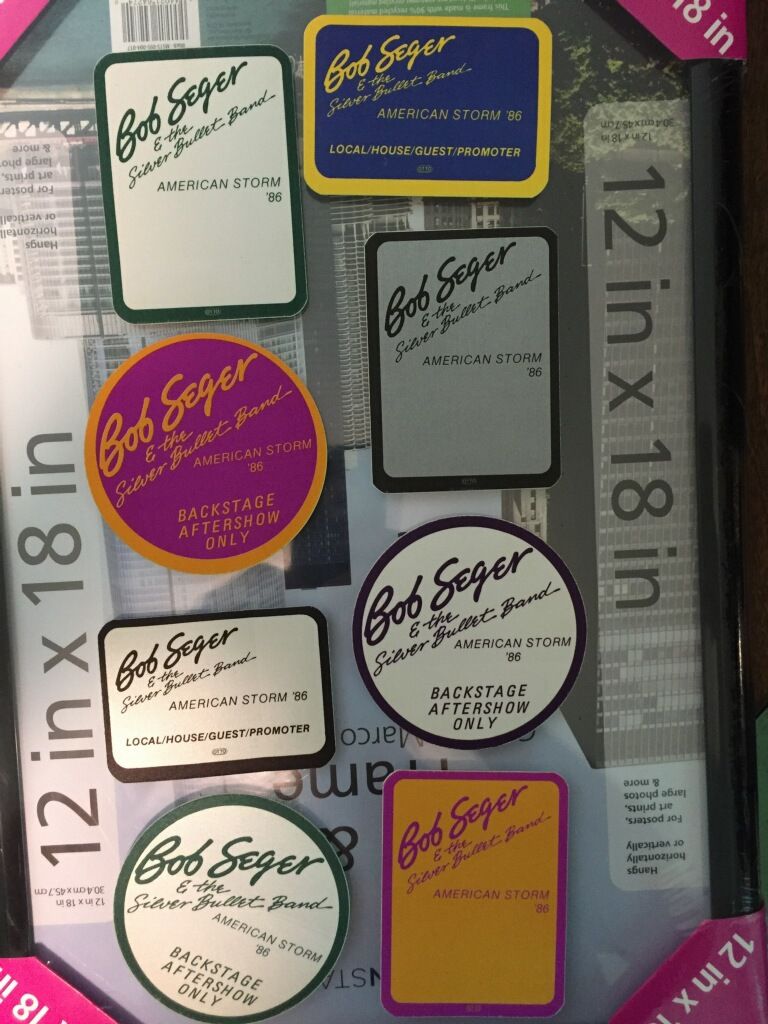 Bob Seger and the Silver Bullet Band American stm 1986 backstage passes unused rare mint vintage 8 items no frame