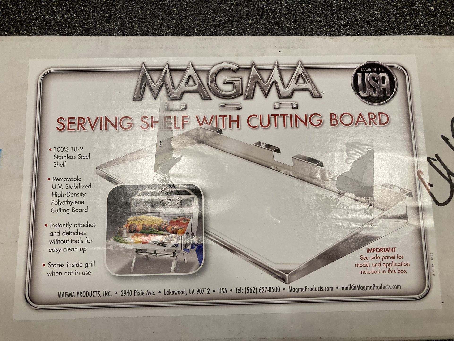 MAGMA SERVING SHELF WITH NEW CUTTING BOARD FOR MAGMA GRILLS for Sale in