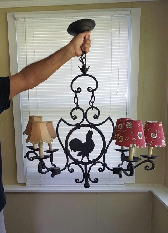 French Country Rooster Chandelier