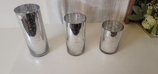 Glass Silver Vases Decorations 
