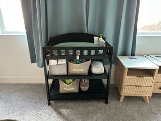 Dark Espresso Baby Changing Table with Shelves