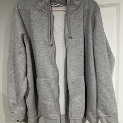 Gray Zip Up Hoodie Large