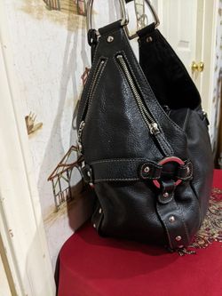 LUCE GENUINE BLACK LEATHER SHOULDER HANDBAG 