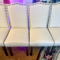 Brand New 4 Pieces Upholstered Dining Chairs Set of 2, Comfortable Parsons Chairs with Soft Cushion, Solid Wood Legs for Kitchen, Dining Room and Home