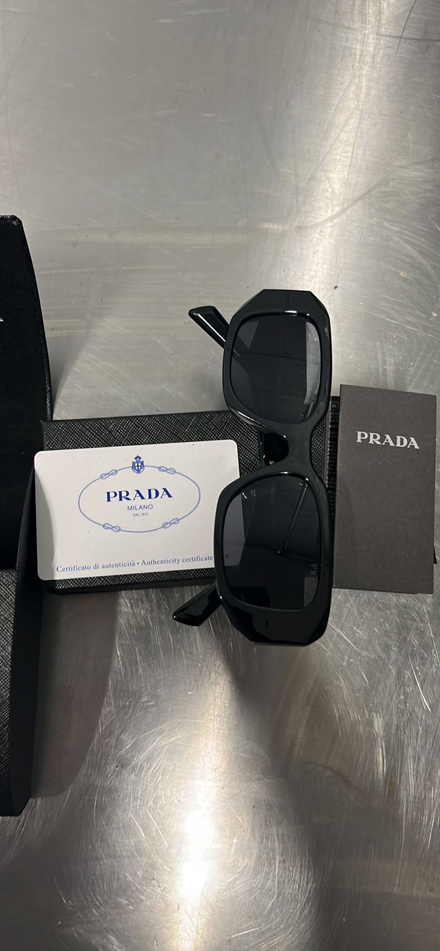 Authentic PRADA Sunglasses  PR 17WS-1AB5S0  Black w/Dark Grey Lens 49mm *worn Less Than 5 Times*