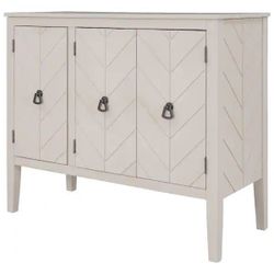 New Cream Accent Storage Cabinet Wooden Cabinet with Adjustable Shelf