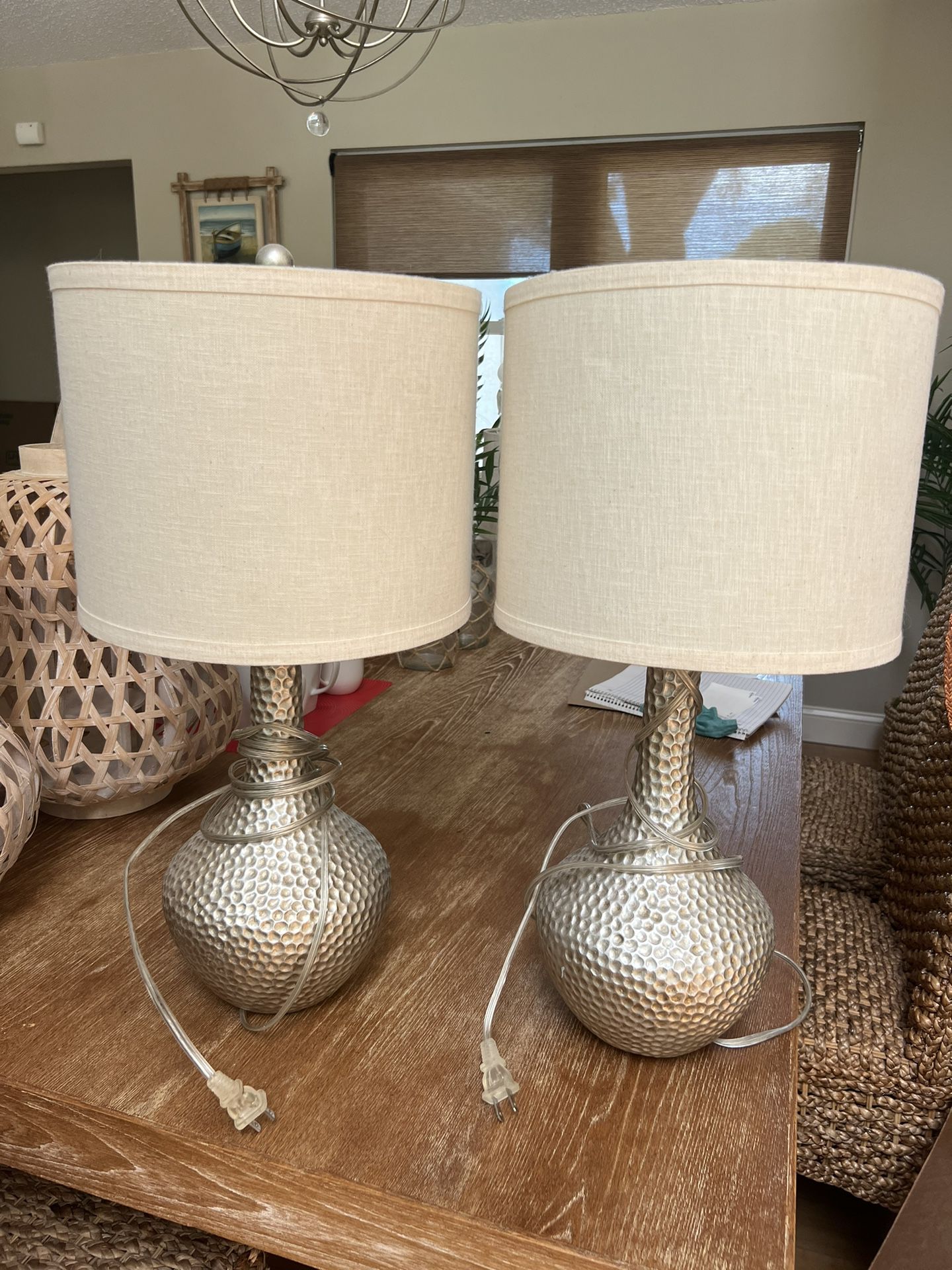 Matching Silver Table Lamps 