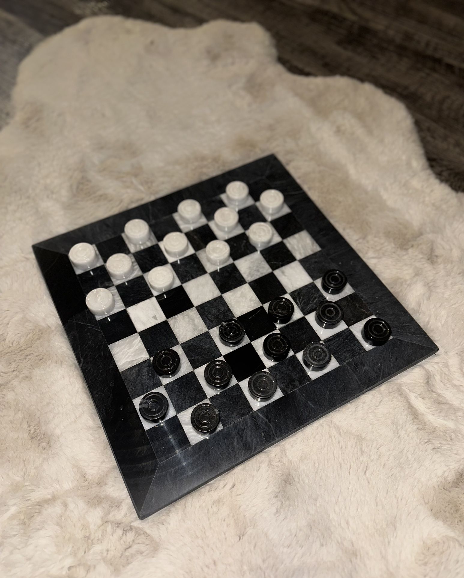 Marble Checkers Board set New*