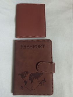 PASSPORT COVER LEATHER ANTI-TREF RFID BLOCKING PASSPORT HOLDER WATER RESISTANT TRAVELLER (BROWN)