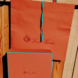 Large Loro Piana (empty) Box~ 12.5”x12.5”x4.5” +Paper Shopping Bag, Ribbon & Tag