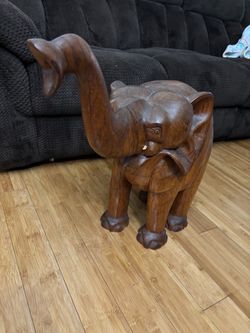 African solid wood elephant vintage