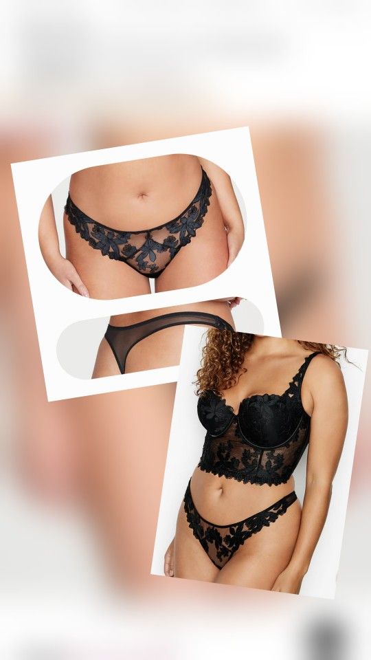 Victoria's Secret Lace Floral Embroidery Thong, XS