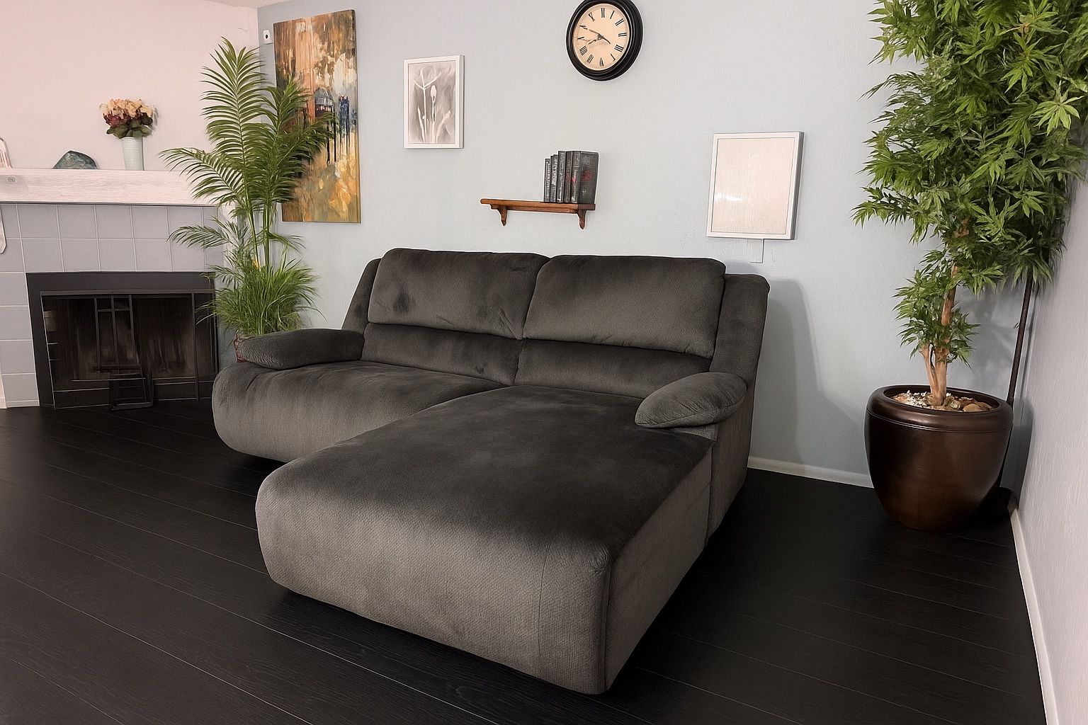Charcoal Power Recliner Sectional (Free Delivery)