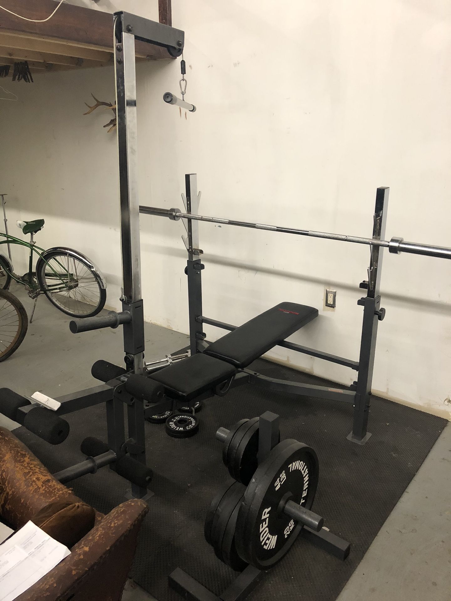 Weight Set Bench Lift Dumbbells Olympic Free Weights Barbell