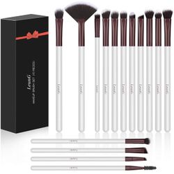 Eye Makeup Brushes Set 15, Eyeliner Eyeshadow Blending Brush, Wool Make Up Brush Set Eyeshadow Lip Brush (Pearly white)