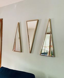 Triangle Mirrors Set of 3 Wall Decor