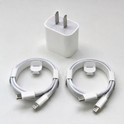 20W Dual USB-C Wall Charger + 2x 10FT USB-C to Lightning Charging Cables