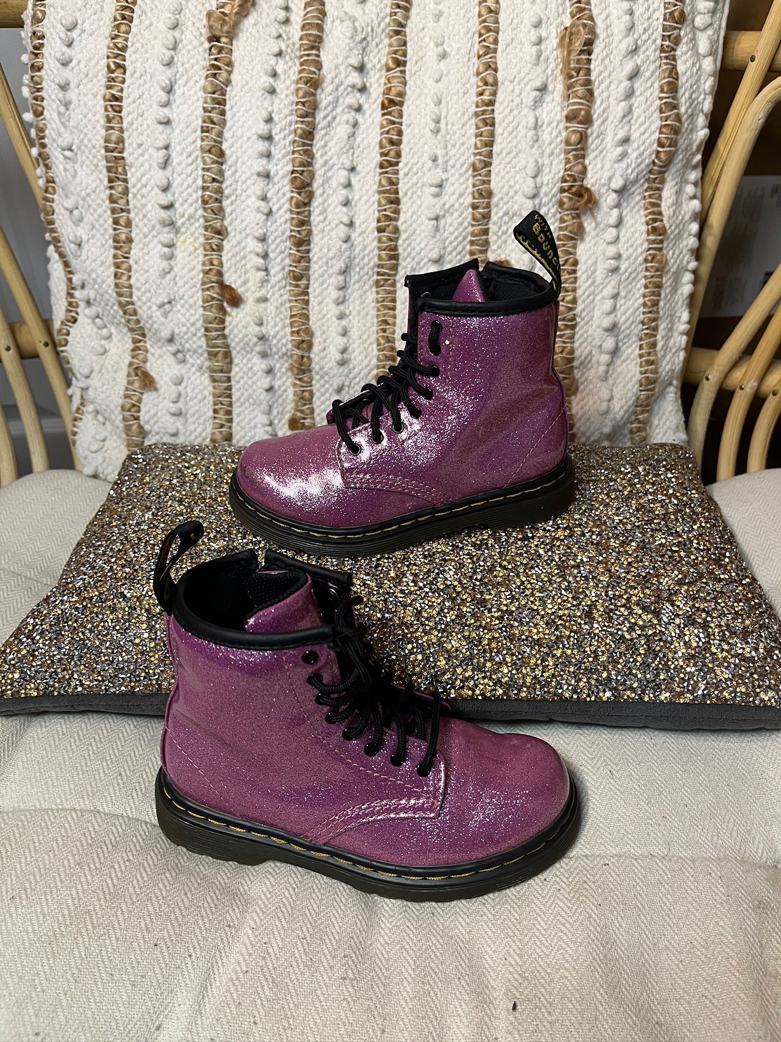 Dr. Martens Boot Pink Glitter Shoes Size 10