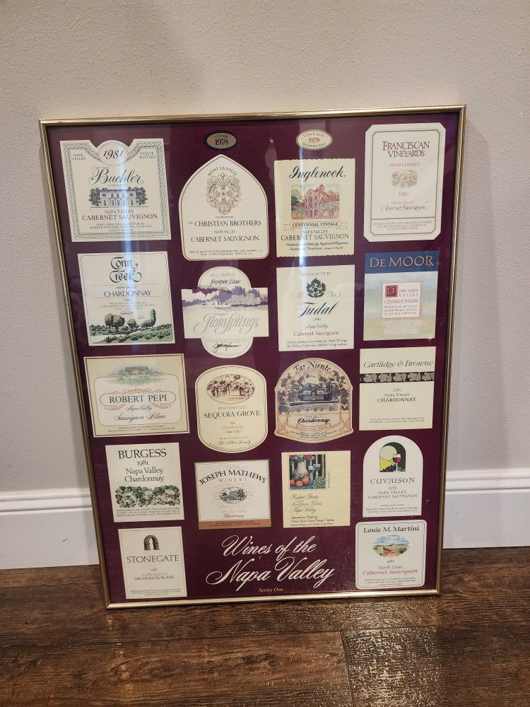 VINTAGE Wines of the Napa Valley Wine Label Series One Collector Framed Poster