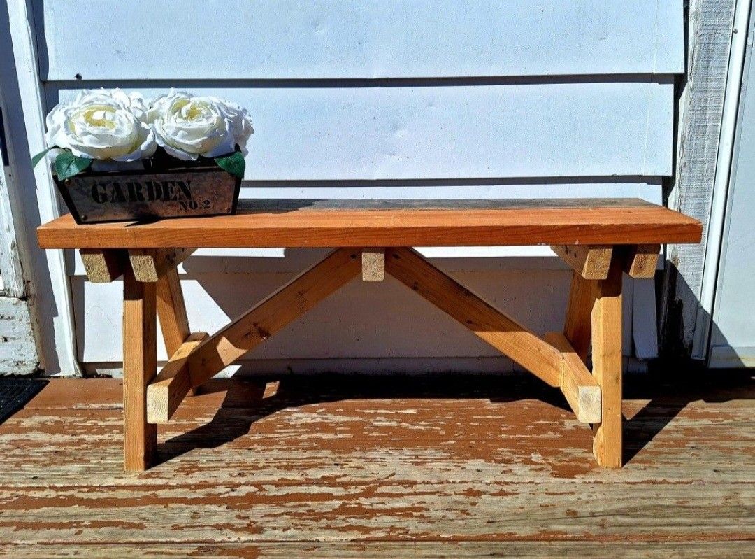 Beautiful Tri Color Hand Made Farmhouse Bench