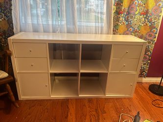 IKEA Kallax, white 4 drawers, 2 cabinets, 4 cubbies