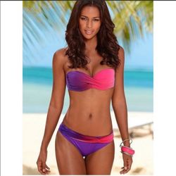 (LG) Stunning Purple Verigated Twist Bikini