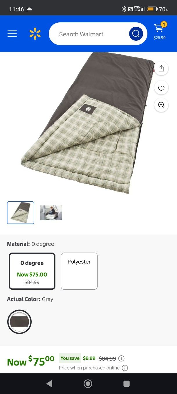 New*** Coleman Heritage 10 Degree Sleeping Bag