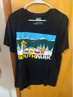 This is a black South Park bus stop graphic t-shirt Large on tag  Very good condition  Smoke free home