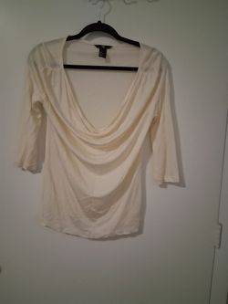 H&M Cream Draped Cowl Neck Top