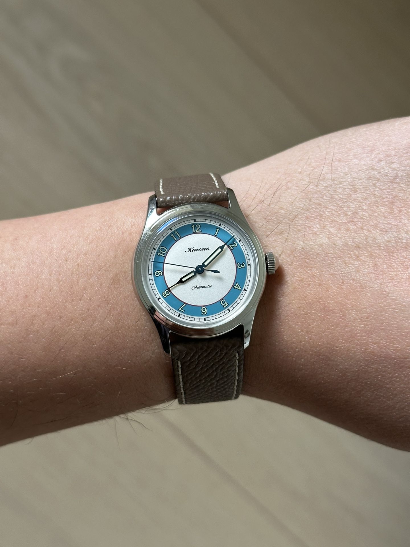 Kurono Tokyo Special Projects 34mm Watch White Blue Dial LE 80 Excellent Condition Full Box and Papers