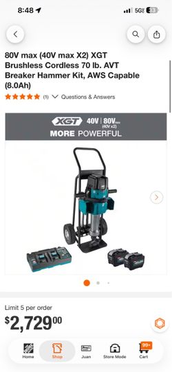 Makita cordless breaker hammer 70lbs