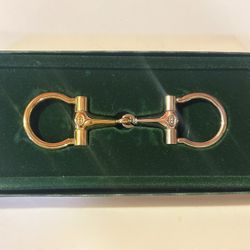 Gorgeous Vintage GUCCI Horsebit or Snaffle  Bit Paperweight or Desk Accessory in Original Packaging!