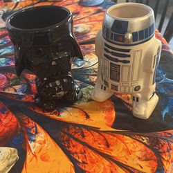 Set Of 2 Star Wars Mugs Darth Vader R2d2 Disney