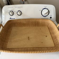 21" nantucket serving tray   Vintage Wicker lunch tray - 90's basket 